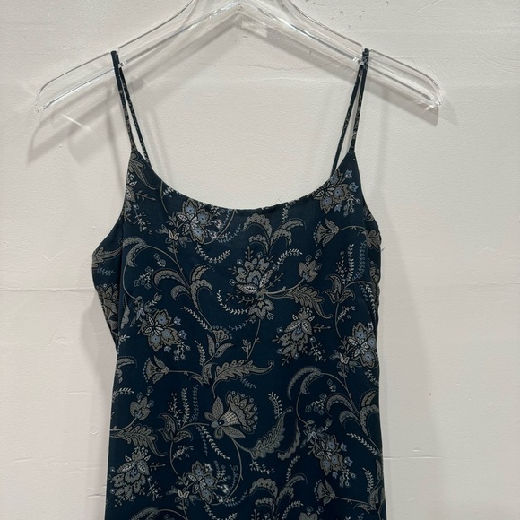 Old Navy Y2K Floral Cami Long Dress Blue Size 4 Double Slits Midi Maxi - Picture 2 of 7